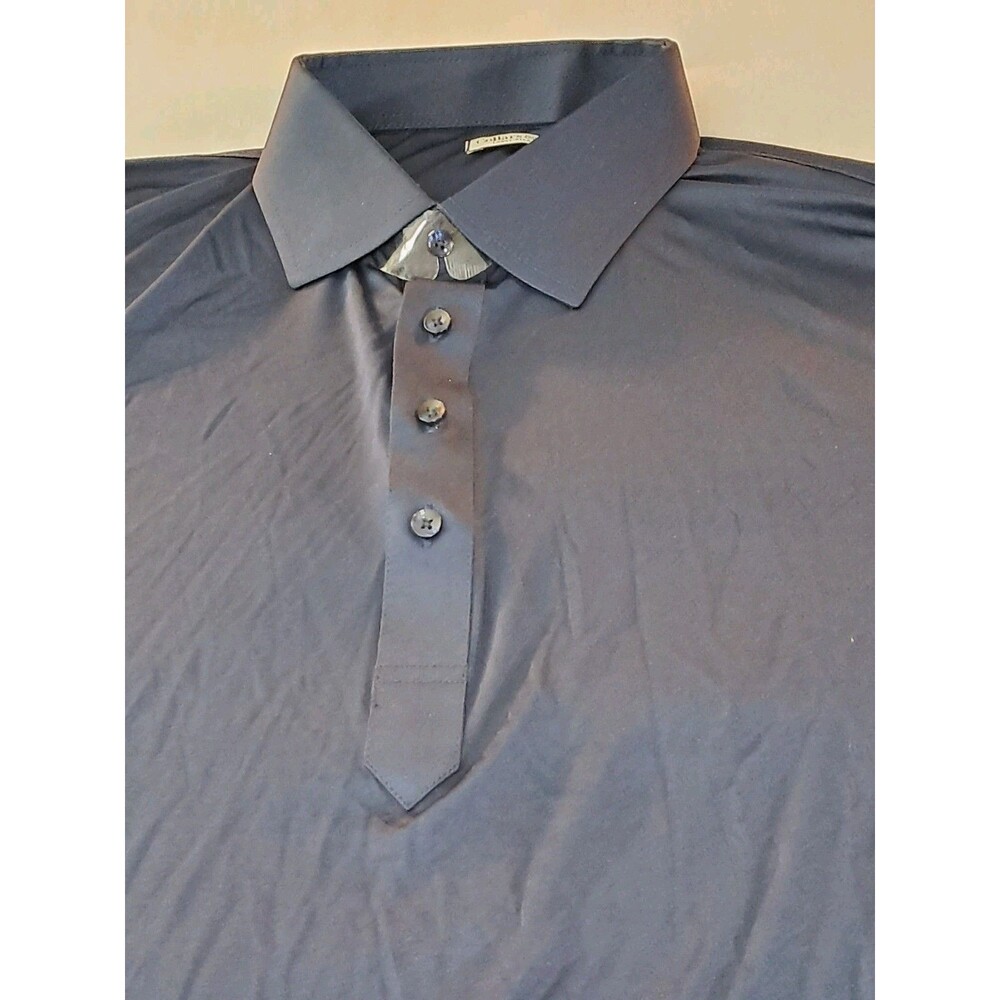 NEW Collars & Co Size L Relaxed Dress Collar Polo Shirt Navy Blue Short Sleeve